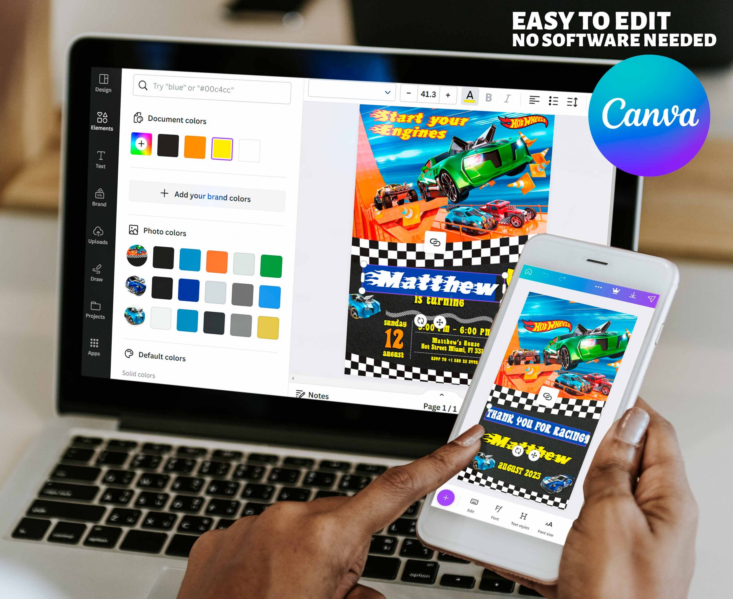Hot Wheels Editable Invitation Template - Image 6