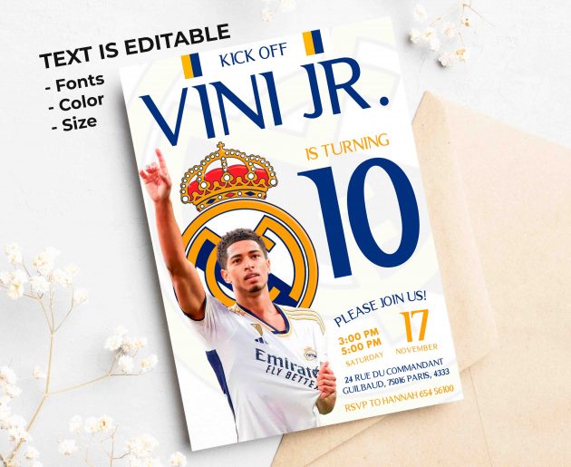 Real Madrid Editable Invitation Template - Image 2