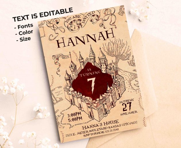 Marauders Map Harry Potter Editable Invitation Template - Image 2