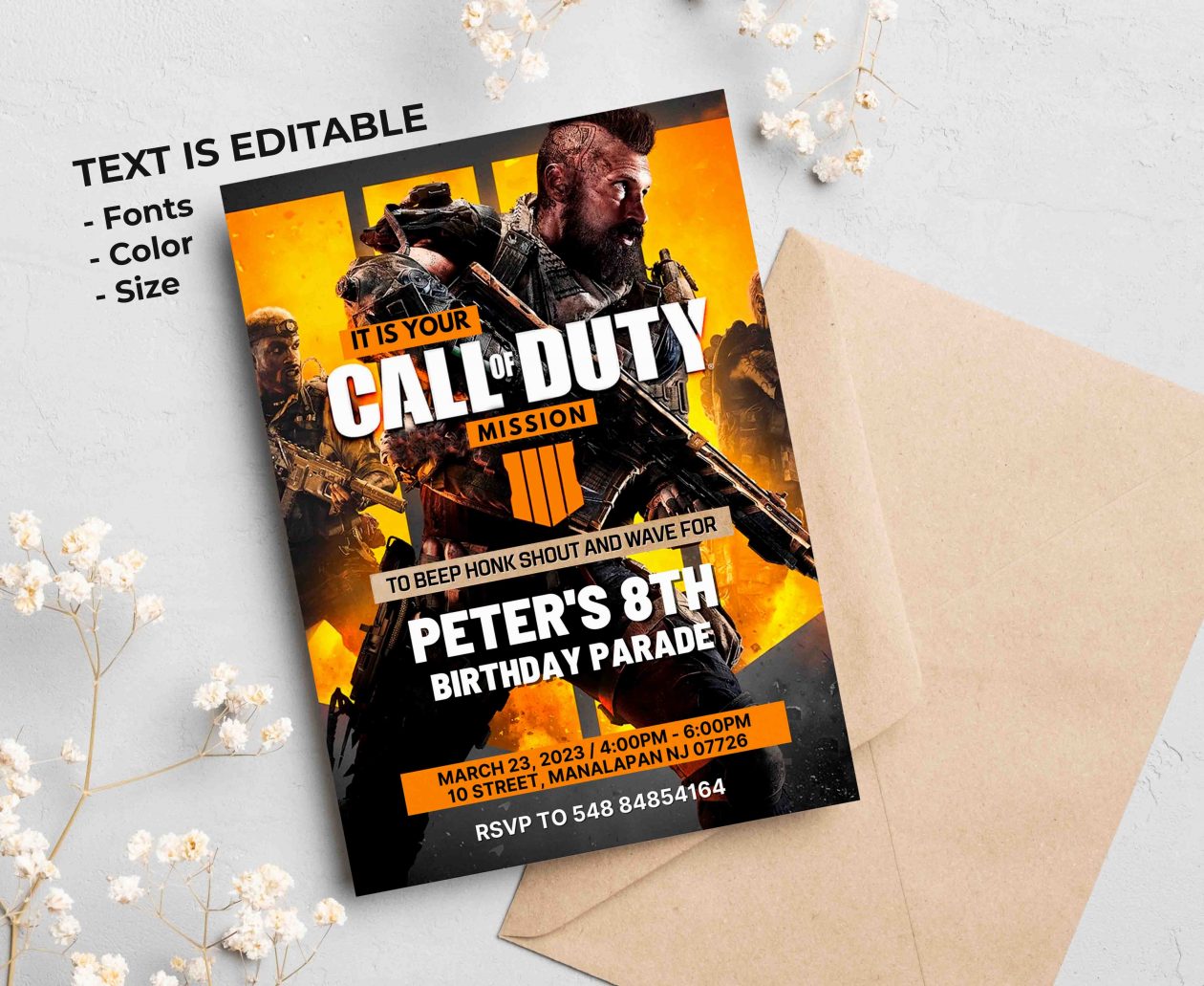 Call of Duty Editable Invitation Template – Sweet Moments Template