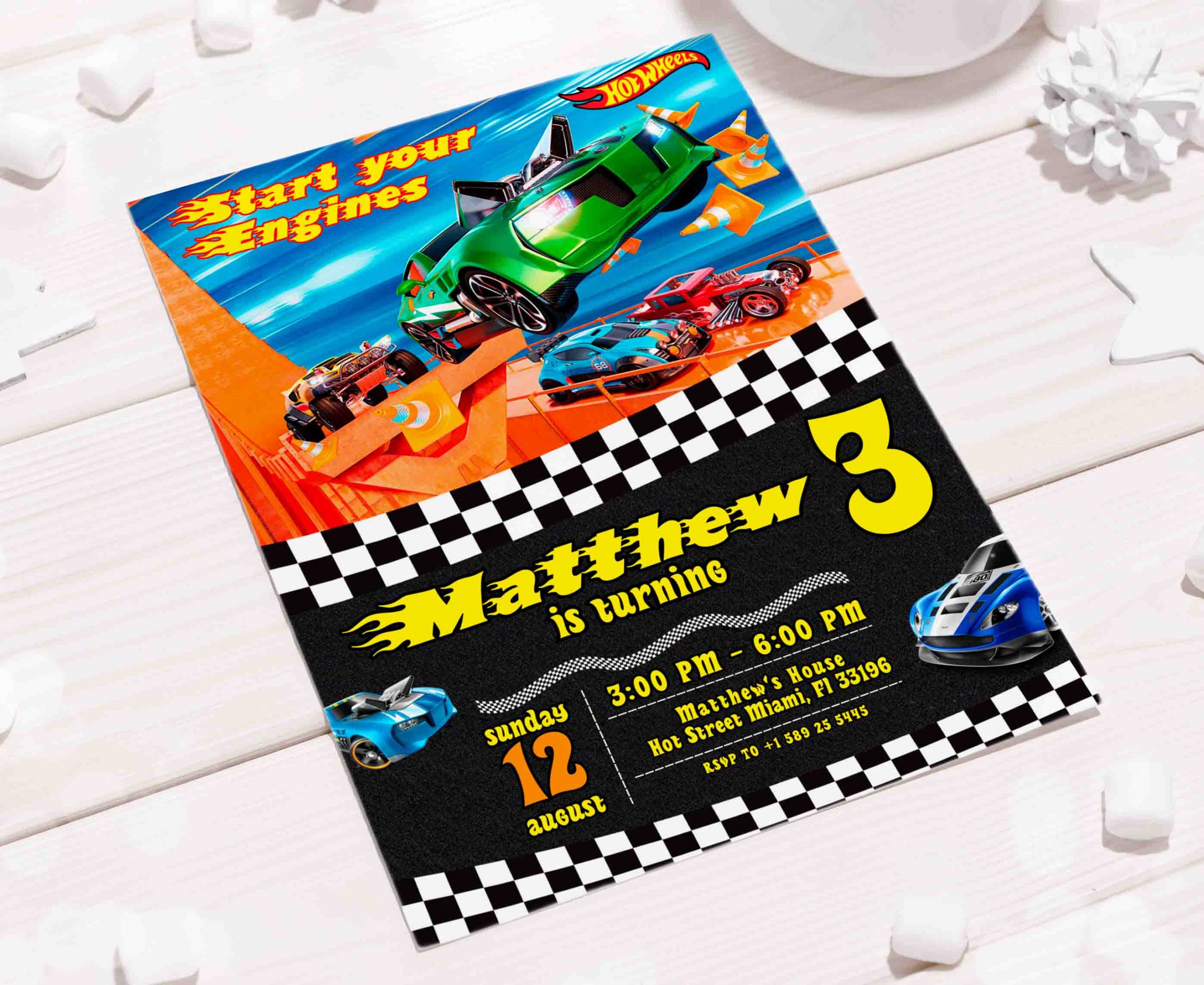 Hot Wheels Editable Invitation Template - Image 5