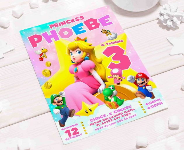 Princess Peach Editable Invitation Template - Image 5