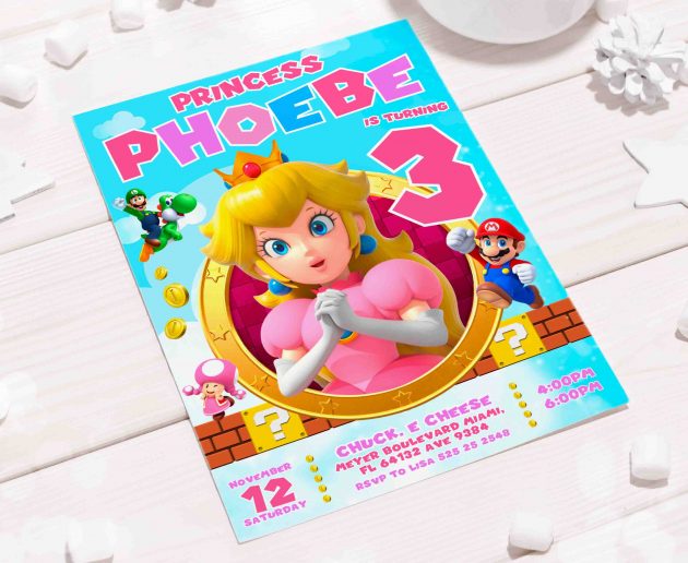 Princess Peach Editable Invitation Template - Image 6