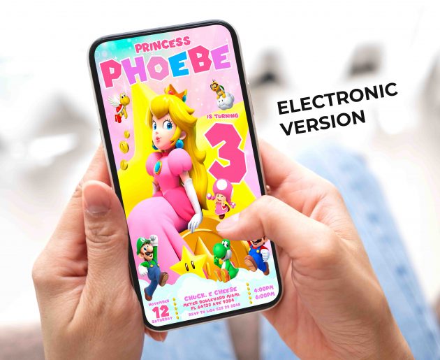 Princess Peach Editable Invitation Template - Image 3