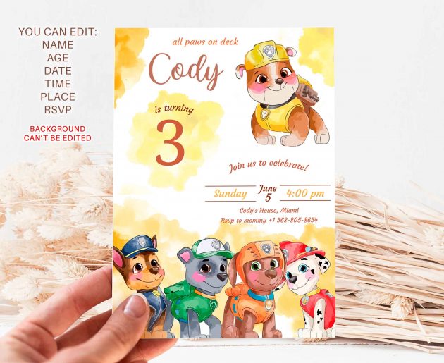 Rubble Paw Patrol Party Pack Templates - Image 2