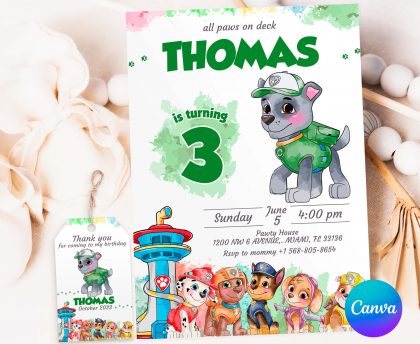 Rocky Paw Patrol Editable Invitation Template