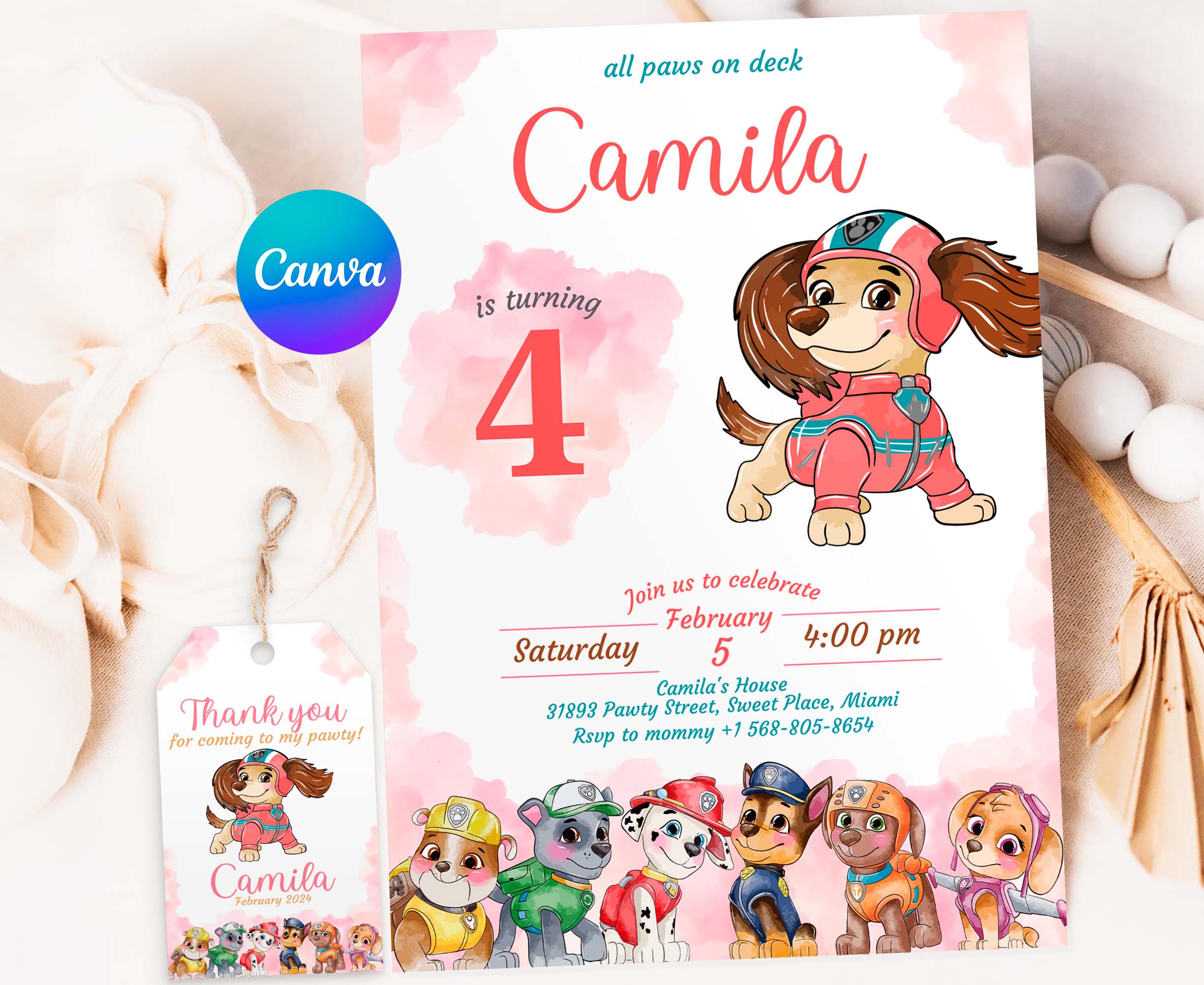 Liberty Paw Patrol Editable Invitation Template