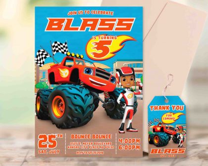 Blaze Monster Machine Editable Invitation Template