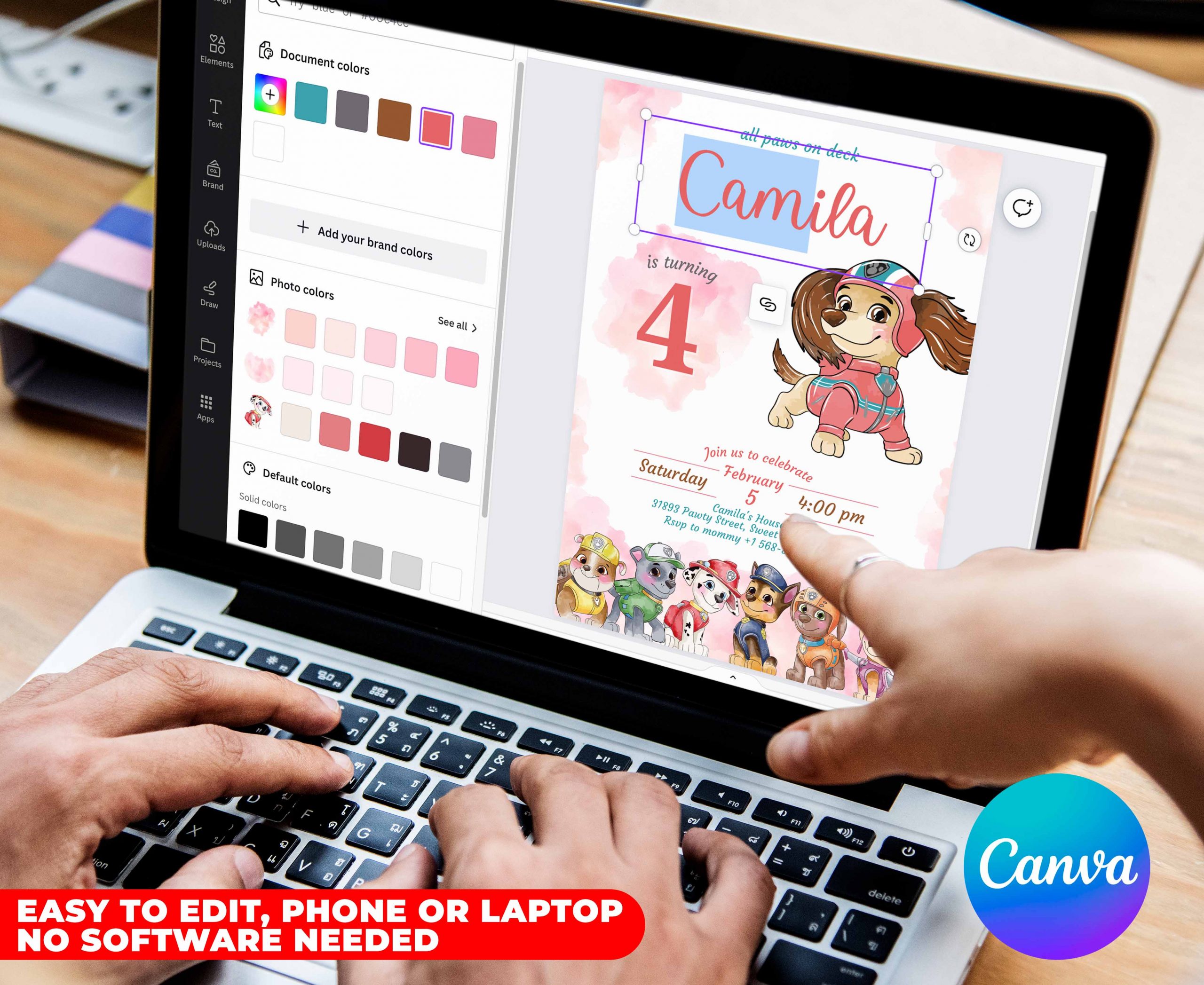 Liberty Paw Patrol Editable Invitation Template - Image 5