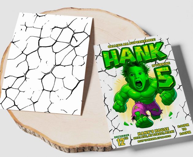 Hulk Birthday Invitation with photo, custom photo - Image 3