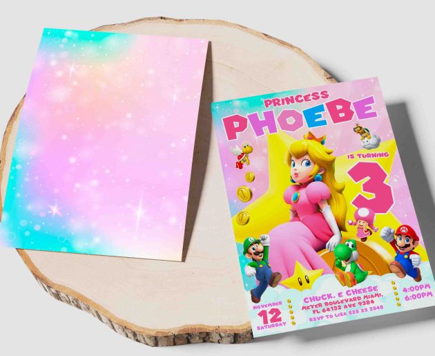 Princess Peach Editable Invitation Template - Image 4