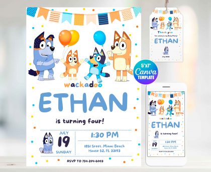 Bluey Boy Editable Invitation Template