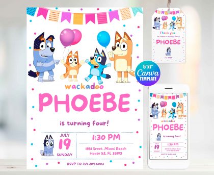 Bluey Girl Editable Invitation Template
