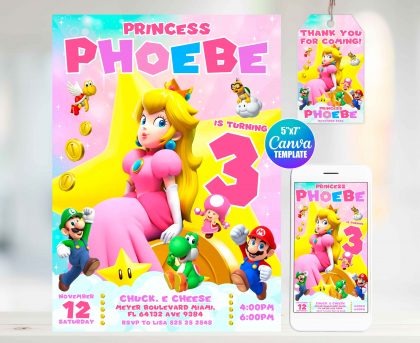 Princess Peach Editable Invitation Template