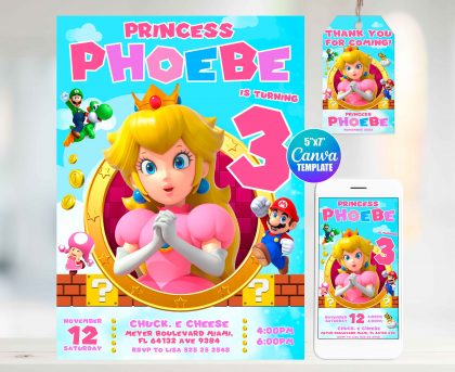 Princess Peach Editable Invitation Template