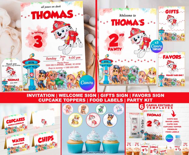 Marshall Paw Patrol Party Pack Templates