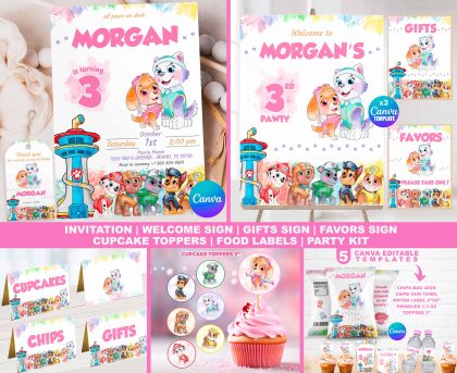 Skye Eve Paw Patrol Party Pack Templates