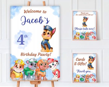 Chase Paw Patrol Editable Welcome Sign
