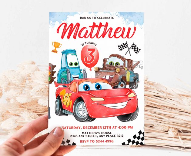 Watercolor Cars Invitation - Image 2