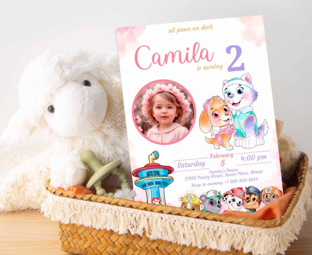 Skye Everest Photo Paw Patrol Editable Invitation Template - Image 5