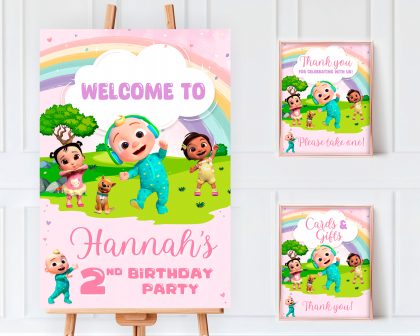 Cocomelon Pink Girl Welcome Sign