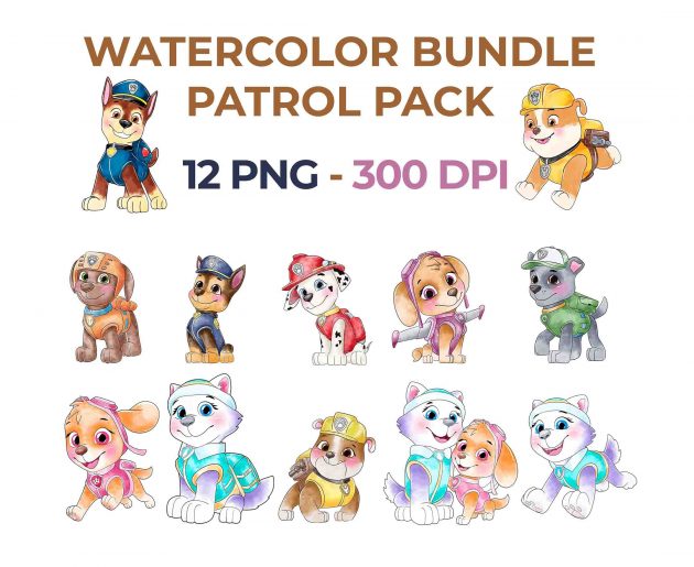 Ultimate Watercolor Patrol PNG Pack